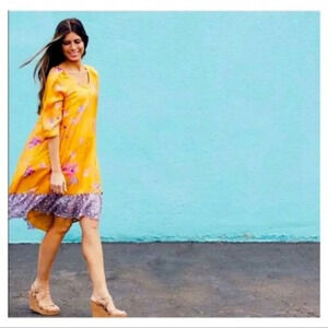 Anthro/Vanessa Virginia Silk Rainforest Dress